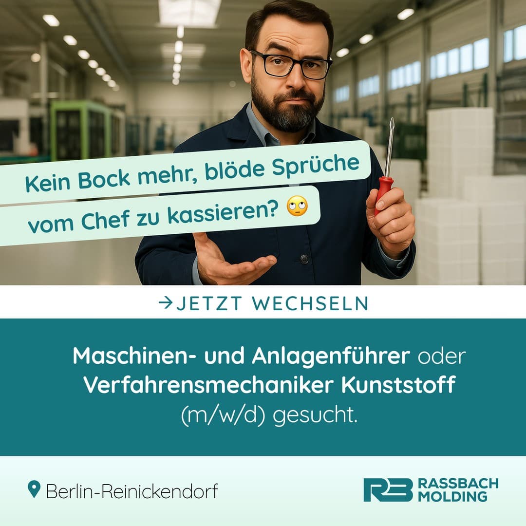 Anzeigenmotiv der Recruiting-Kampagne für RASSBACH Molding GmbH